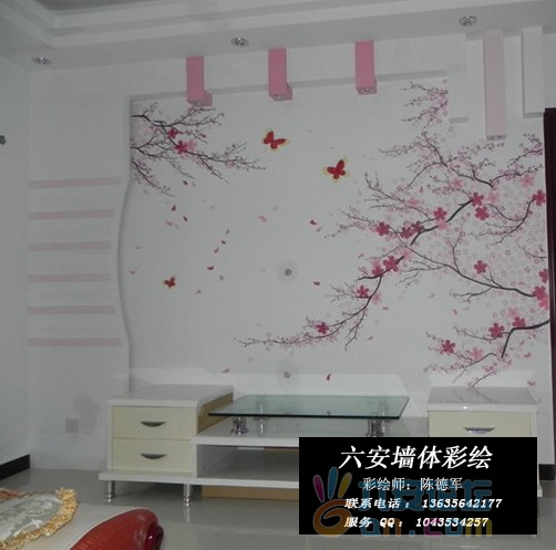 新品电视墙彩绘桃花开了2.jpg
