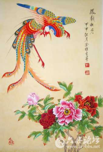 （15）凤戏牡丹      65×130cm_调整大小.JPG