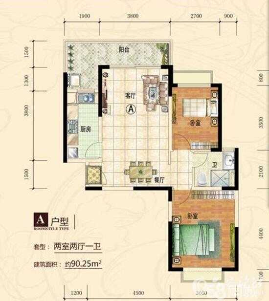 户型图，面积91.24