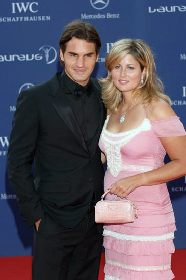 　　网坛天王费德勒与老婆。