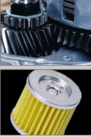 特制静音斜向齿轮和机油滤芯.jpg