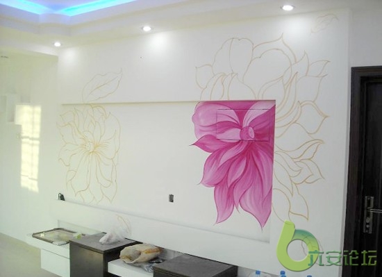 荷之韵电视背景墙彩绘.jpg